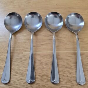 Rogers Jefferson Manor Stainless Gumbo Soup Spoons 6.5" Korea Lot of 4 Flatware